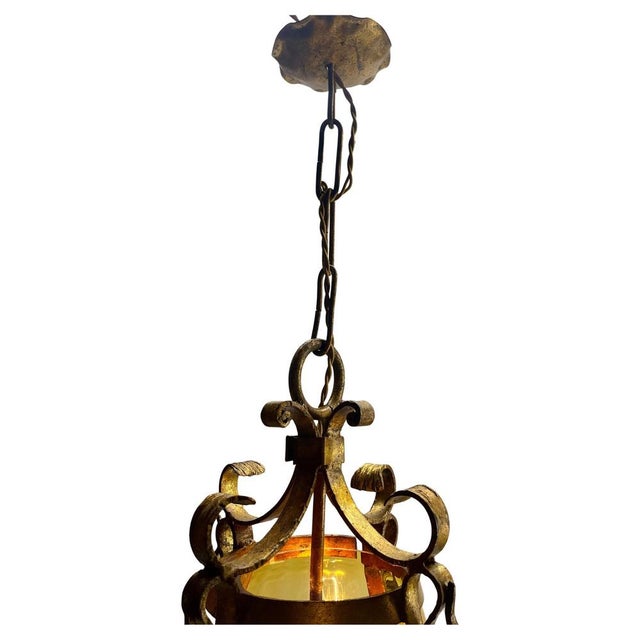 Arts & Crafts Hand-Crafted Forget Pendant Lobby Lamp, 1930s For Sale - Image 4 of 6