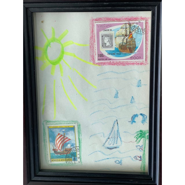 Abstract 1970s Abstract Collage Seascape by Elia Framed For Sale - Image 3 of 4
