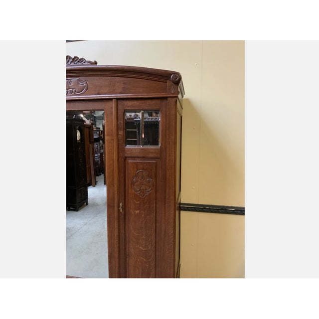 Wood Antique Art Nouveau Wardrobe, 1910 For Sale - Image 7 of 10