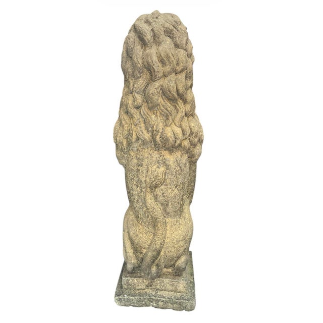 1990s 1990s Stately Pair of Cast Stone Seated Lion Statues With Heraldic Shields For Sale - Image 5 of 9