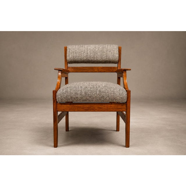 Brazilian Modern Pair of Armchairs in Caviúna Wood & Performance Boucle, Brazil, 1960s - Lot 103B For Sale - Image 15 of 18