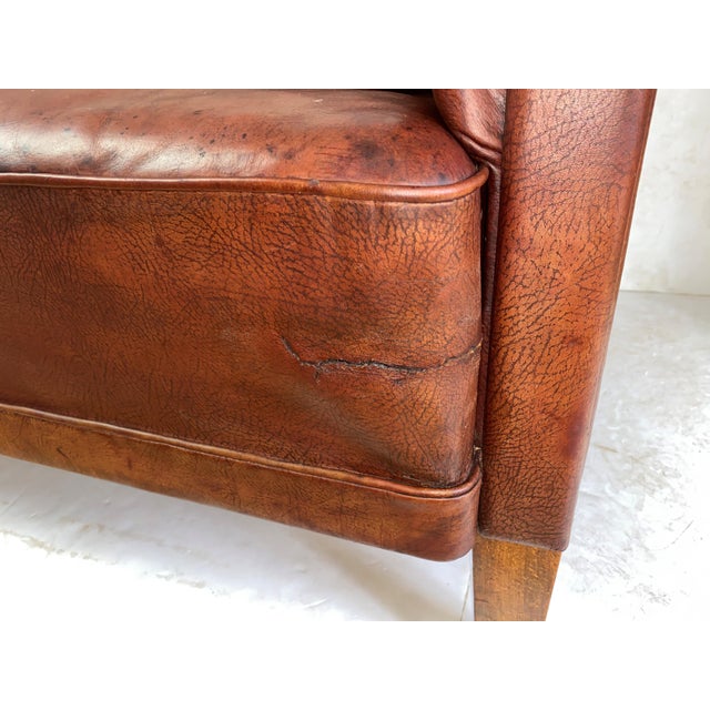 Wood Sofa and Armchairs in Leather Uphostestery, 1920s, Set of 3 For Sale - Image 7 of 18