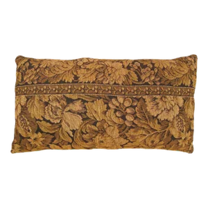 1910 Decorative Antique French Tapestry Pillow with Floral Elements Allover