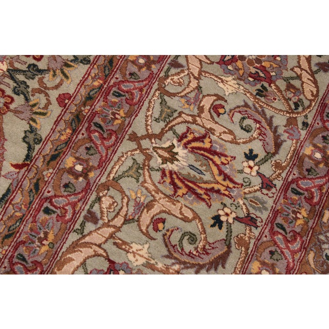 1990s Shabby Chic 1990's Kashan Pak-Persian Green/Green Wool Rug - 9'3'' X 11'9'' For Sale - Image 5 of 9