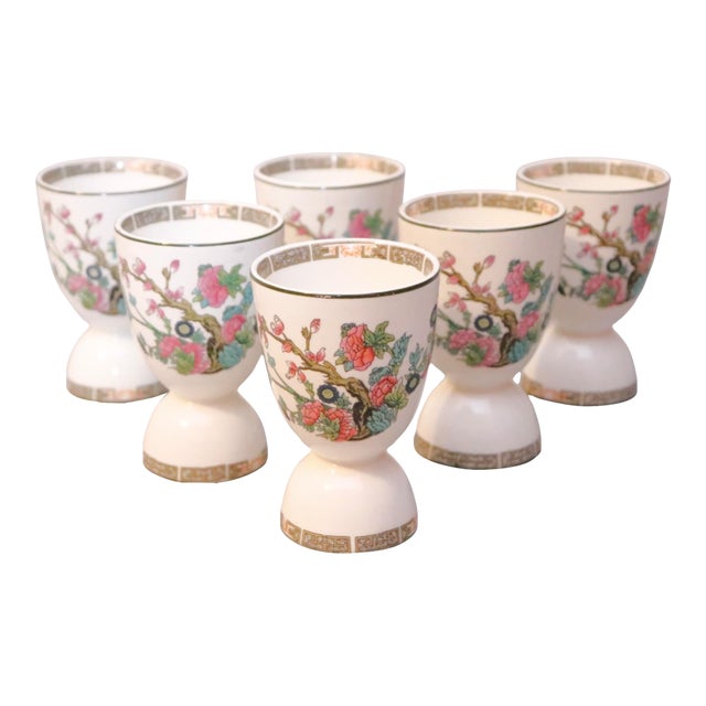 1960's English Porcelain Double Egg Cups, Set of 6 For Sale