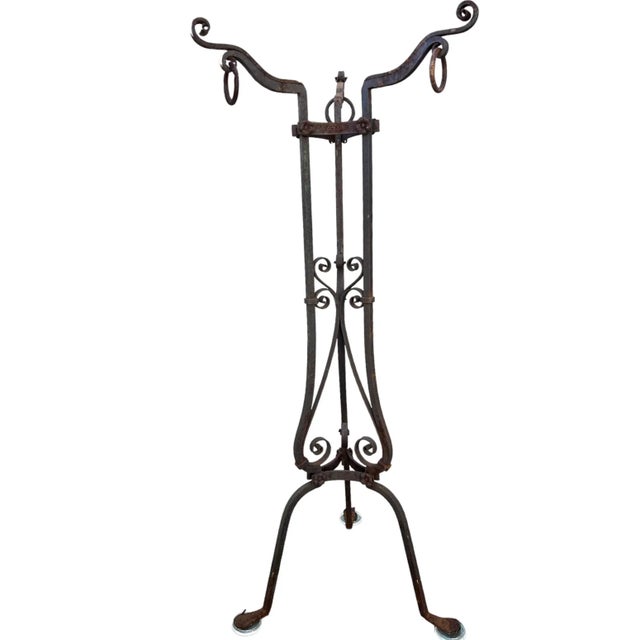 Early 20th Century Hand-Forged Wrought Iron Tall Garden Plant Stand/Jardinières For Sale - Image 10 of 10