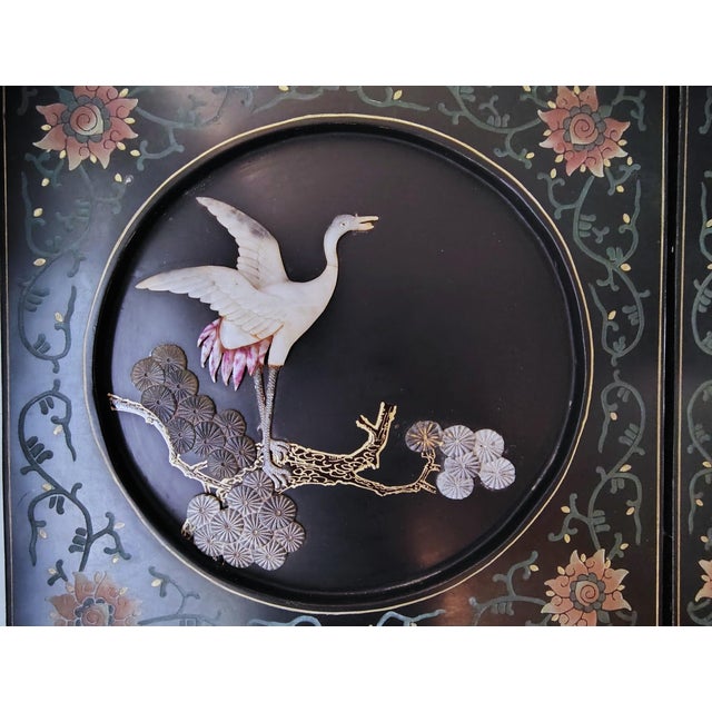 Chinese 1900s Chinese Six-Panel Carved Hardstone Lacquered Coromandel Screen For Sale - Image 3 of 18