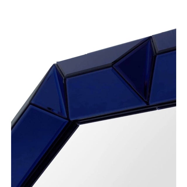 2020s Villa & House - Romano Hollywood Regency Sapphire Blue Beveled Wall Mirror For Sale - Image 5 of 9