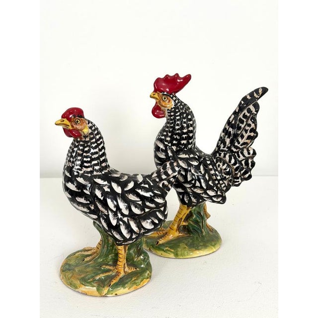 Mid-Century Modern Italian Farmhouse Pottery Chickens, 1960s, Set of 2 For Sale - Image 12 of 14