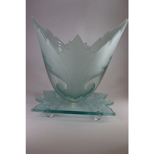 1990s Robert Guenther and George Luna Studio Art Glass Oval Bowl With Double Cut-Out Passion Leaf Design For Sale In San Francisco - Image 6 of 11