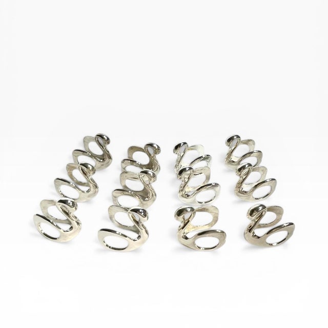 Vintage Set of 12 Silver Plate Swan Napkin Rings For Sale - Image 6 of 8
