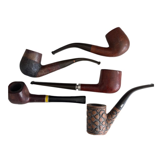 Lot of 5 Antique Smoking Tobacco Pipes Imported Briar , Medico, Weber, Wood Carved For Sale