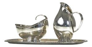 Sugar Cream Set on Tray in Silver by Wilhelm Binder, Germany, 1950s, Set of 3