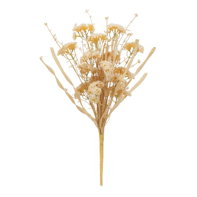 Enhance your home with the timeless beauty of our Beige Floral Grass Bush set. These artificial stems feature soft beige...