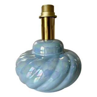 Mid-Century Iridescent Blue Ceramic Lamp Base in the style of Tommaso Barbi, 1970s For Sale
