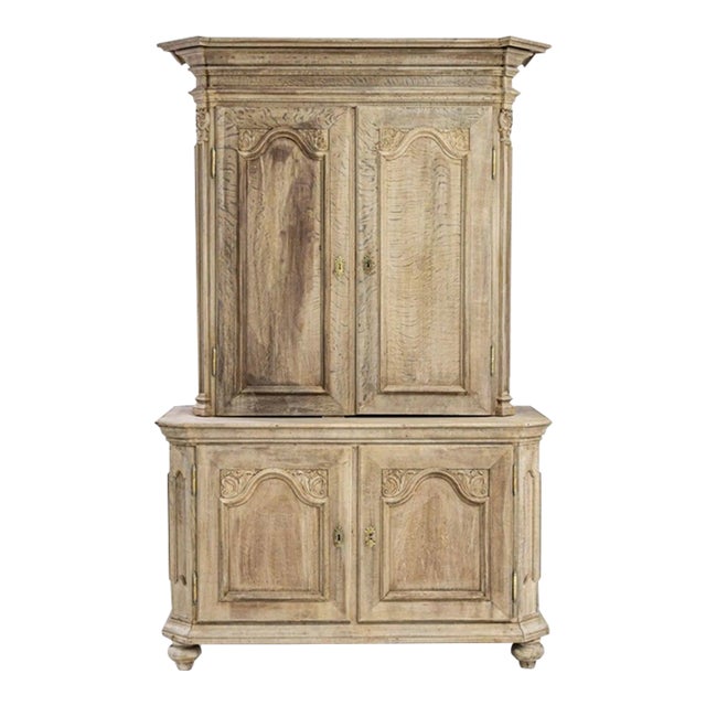 Antique French Bleach Oak Hutch (1820) For Sale