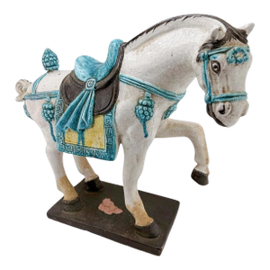 Vintage Tang Dynasty Style Prancing Horse Sculpture