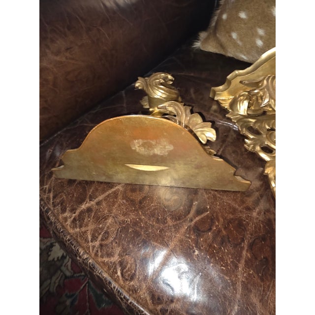 1960s Pair of Italian Giltwood Wall Brackets For Sale - Image 5 of 6