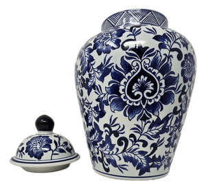 Chinese Blue and White Porcelain Floral Ginger Jar