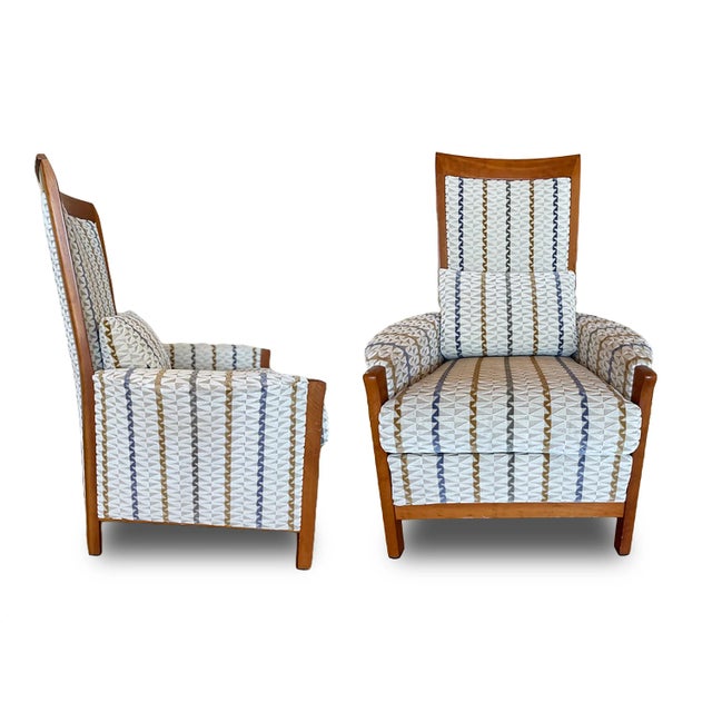 Art Deco Late 20th Century Pair of Armchairs With New Upholstery For Sale - Image 3 of 8