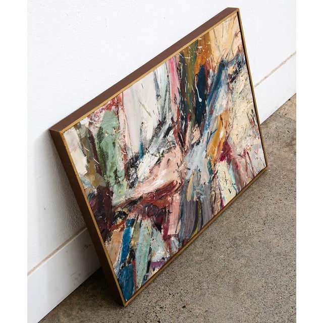 Great abstract oil painting on canvas Wood frame Signed in bottom right corner C 1955