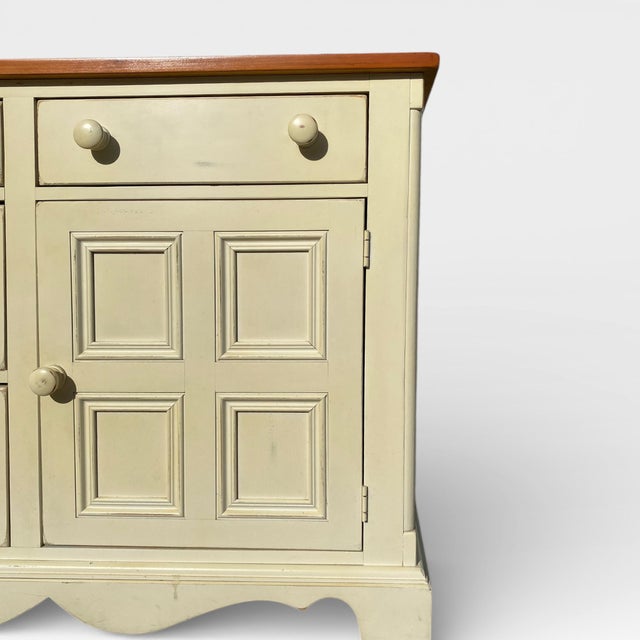 Vintage Painted Wood Sideboard With Paneled Doors For Sale - Image 10 of 18