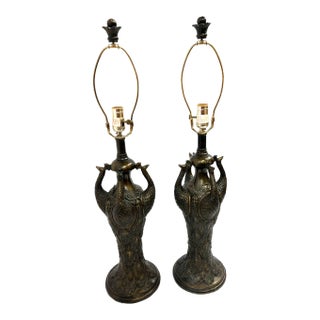Pair of Peacock Table Lamps For Sale