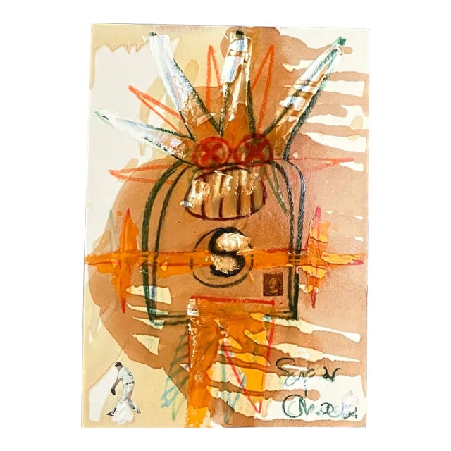 1980’s Original Wayne Cunningham Abstract Painting/ Drawing For Sale