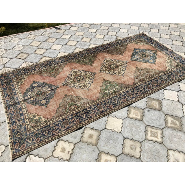 Turkish Vintage Oushak Tan Cotton and Wool Rug For Sale - Image 3 of 10