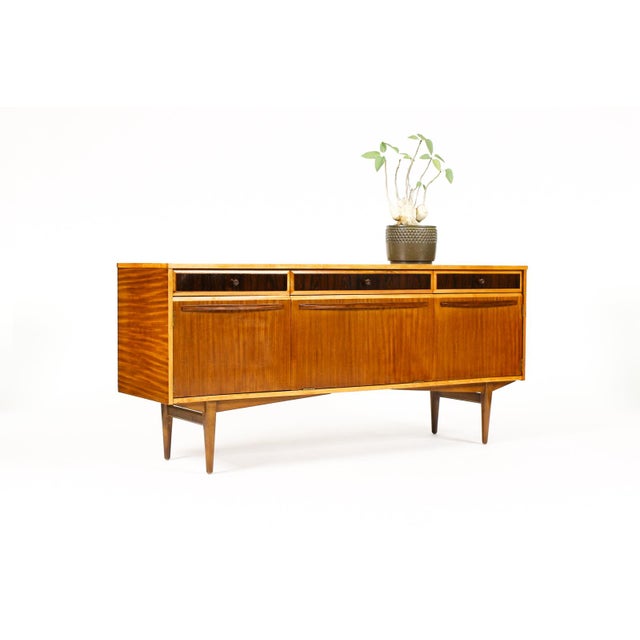 #2101 — Danish Modern / Mid Century Mahogany Credenza / Sideboard by Elliot’s of Newbury — Sculpted Lapel Pulls Great...