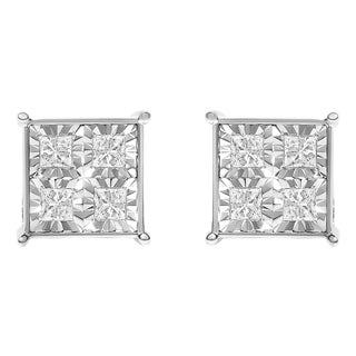 10K White Gold Diamond Stud Earrings (3/4 cttw, H-I Color, SI2-I1 Clarity) For Sale