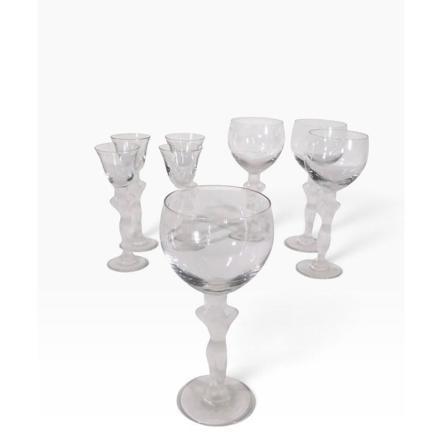 1970s Art Deco Venus Bacchante Stemware Glasses by Bayel - Set of Eight For Sale - Image 13 of 14
