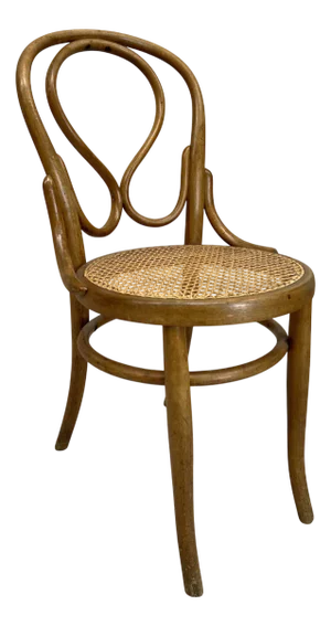 Vintage French Bistro Chair with Cane Seat in Bentwood, 1930s