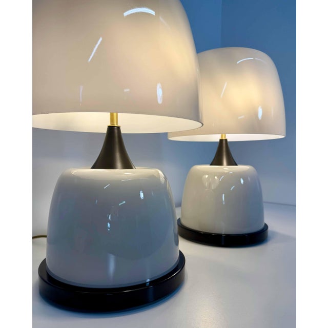 2000 - 2009 Sculptural Murano Milk White Glass Table Lamps, 2000s, Set of 2 For Sale - Image 5 of 14