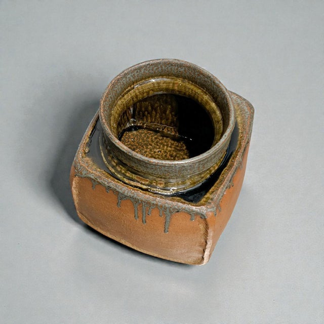 Brown Large Architectural Stoneware Vase by Pierre Culo, 1970s For Sale - Image 8 of 18