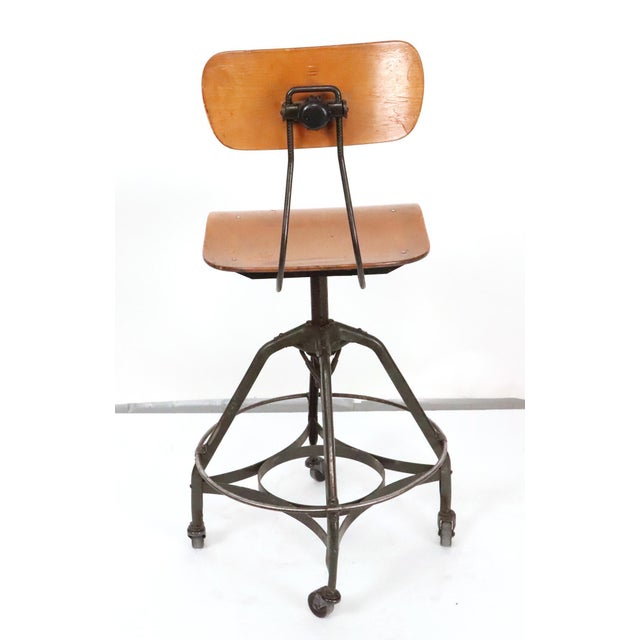 Wood Vintage Industrial Toledo Drafting Stool For Sale - Image 7 of 12