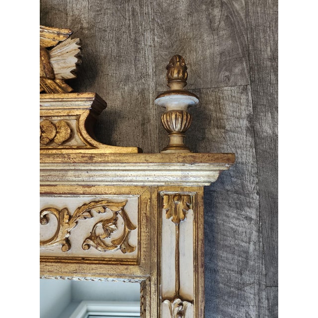 Gold Vintage Neoclassical Louis XVI Style Giltwood & Painted Mirror by LaBarge For Sale - Image 8 of 16