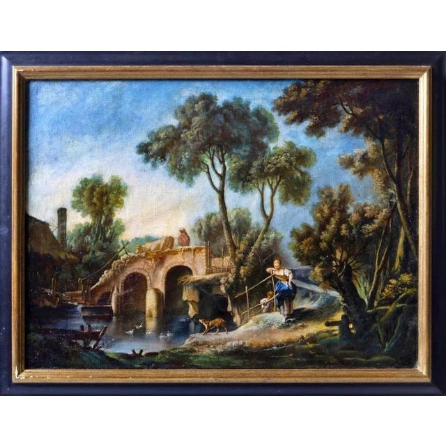 French School Artist, Landscape with Figures, Oil on Canvas, 19th Century, Framed For Sale - Image 7 of 7
