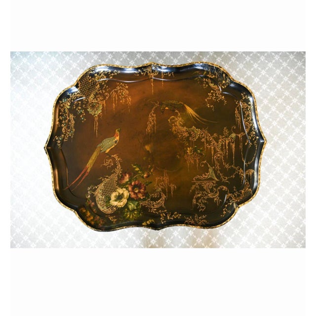 Vintage Chinoiserie Lacquer Tray Table For Sale In Phoenix - Image 6 of 10