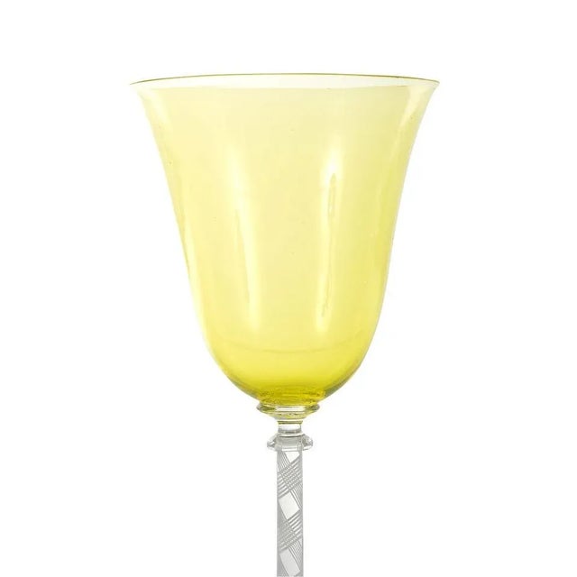 Mediterranean Murano Glass Yellow Chalice Goblet For Sale - Image 3 of 5
