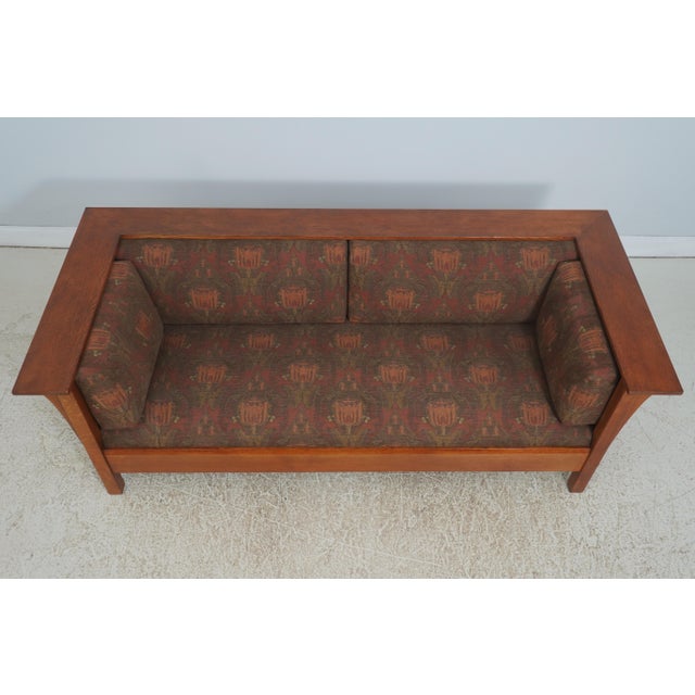 Arts & Crafts Stickley Mission Oak Arts & Crafts Tulip Upholstery Sofa For Sale - Image 3 of 18