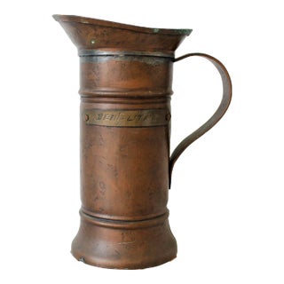 Vintage French Copper & Brass Tankard or Pitcher For Sale