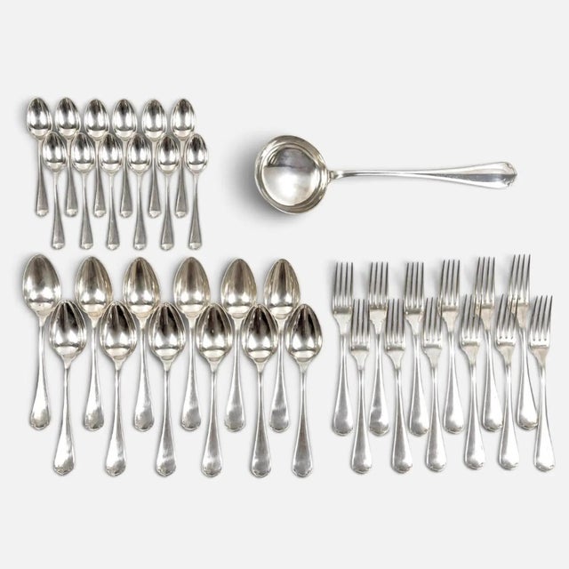 1930s Vintage French Japonais Silver-Plated Flatware Service from Christofle, France, 1930s, Set of 37 For Sale - Image 5 of 14