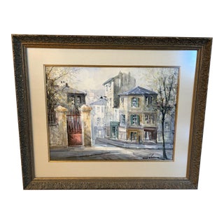Lucien Delarue "Un Coin De Montmartre" Signed Paris Street Scene, Framed For Sale