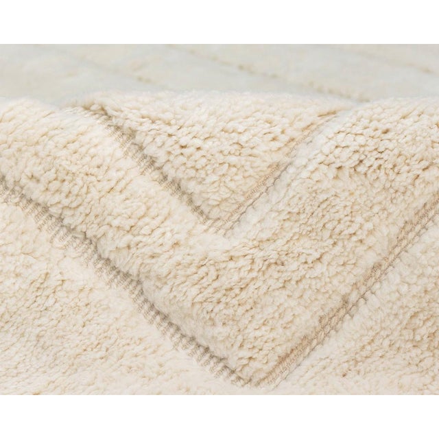 Radiating Line Hand-Knotted Moroccan Wool Rug | 9'4" X 6'6" | One of a Kind For Sale - Image 4 of 6