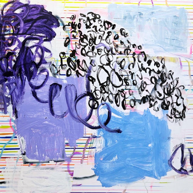 2020s Contemporary Abstract Acrylic, Spray Paint, Ink on Canvas "No Down" by Manuela Karin Knaut For Sale - Image 5 of 8