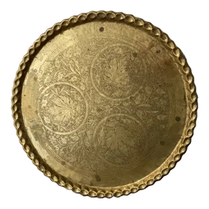 40” Round Moroccan Etched Brass Tray