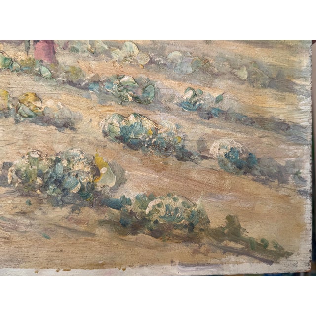 1940s Pastoral Landscape Canvas Art by Ira Deen Original on Board Farm Crow/Raven Oil Folk Painting Drawing Crow For Sale - Image 4 of 12