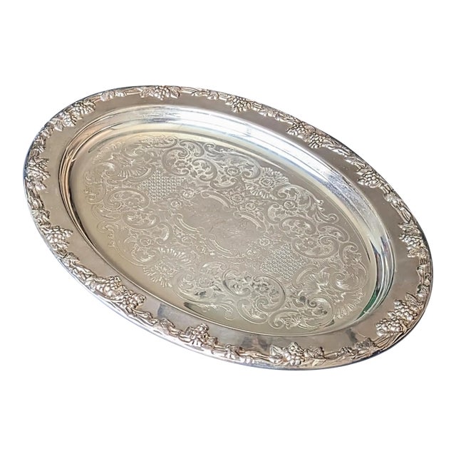 Mid 20th Century Gorham Large Tray Classic Grapes & Leaves Pattern For Sale