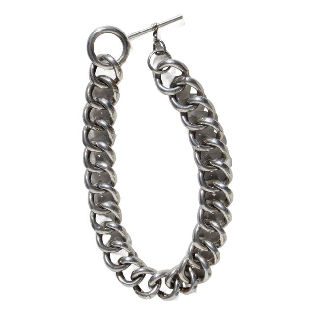Large Hollow Link Sterling Silver Necklace For Sale